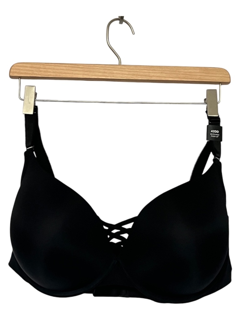 Torrid Bra 42 DD Plunge Push up Smooth Rich Black New Padded
